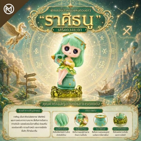 2 Art Toy โมเดลฟิกเกอร์ เจ้าหญิงแห่งดวงดาว ราศีธนู เสริมดวงชะตา การเงินการงานโชคลาภ ฐานคริสตัล ของขวัญ