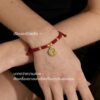 สร้อยข้อมือเชือกแดง ด้ายแดงมงคล + จี้หยกวงกลม เสริมโชคลาภ เสริมเรื่องการเงิน ฮวงจุ้ย ปรับขนาดได้ สายมู