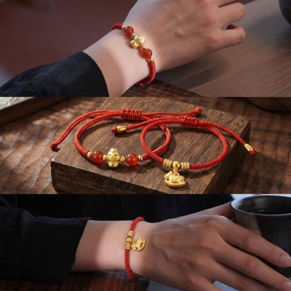 7 สร้อยข้อมือเชือกถัก Lucky Charm กำไลข้อมือด้ายแดง ด้ายชมพู เสริมมงคล ความรัก เสริมโชค ปรับขนาดได้