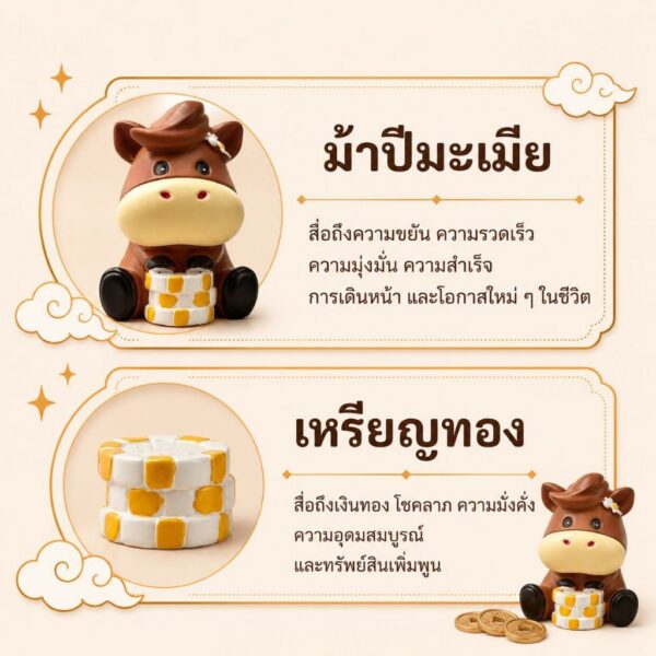 ฟิกเกอร์ ม้าน้อยปีมะเมีย ถือเหรียญทอง โมเดล นักษัตร เสริมความสำเร็จ เรียกทรัพย์ Art Toy ของเล่น