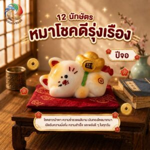 ฟิกเกอร์ หมาโชคดีรุ่งเรือง ก้อนทองจีน ร่ำรวย นักษัตร ปีจอ ตกแต่งโต๊ะ  Art toy ของเล่น Mooniverse