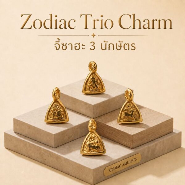 จี้ซาฮะ สามสมพงศ์ จี้นักษัตรจีน 1 ชิ้น 3 ด้าน เครื่องรางจีน เสริมดวงปีเกิด mooniverse
