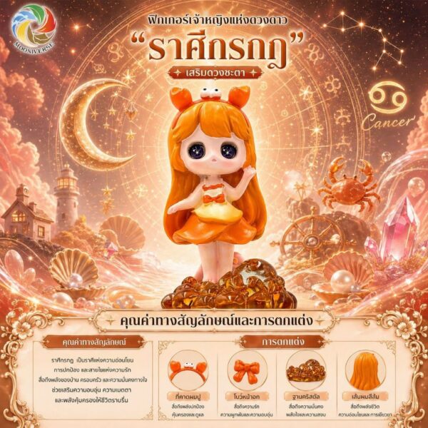 Art Toy โมเดลฟิกเกอร์ เจ้าหญิงแห่งดวงดาว ราศีกรกฎ เสริมดวงชะตา การเงินการงานโชคลาภ คริสตัล ของขวัญ