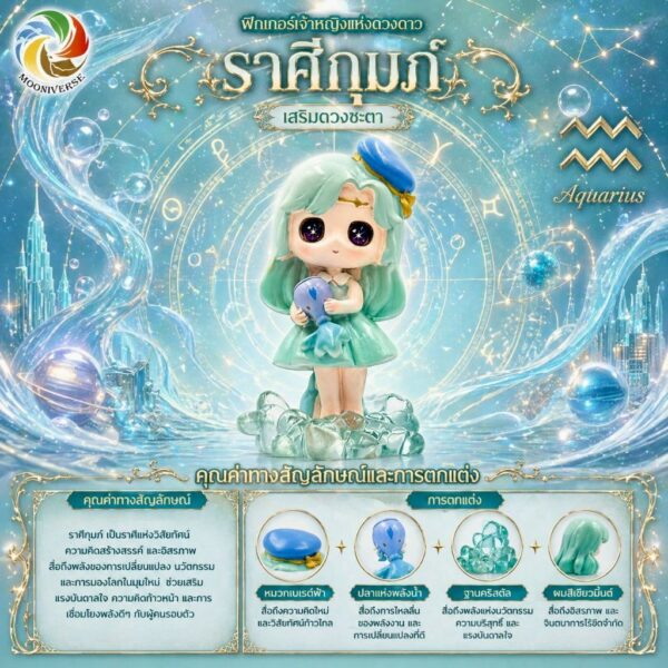 Art Toy โมเดลฟิกเกอร์ เจ้าหญิงแห่งดวงดาว ราศีกุมภ์ เสริมดวงชะตา การเงินการงานโชคลาภ คริสตัล ของขวัญ