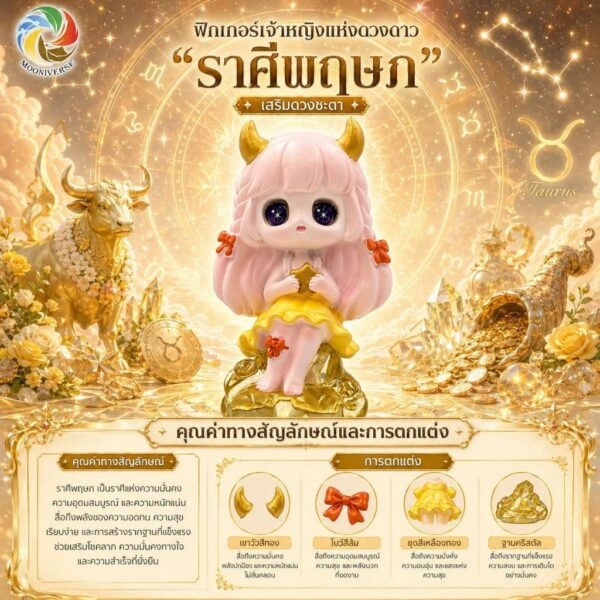 Art Toy โมเดลฟิกเกอร์ เจ้าหญิงแห่งดวงดาว ราศีพฤษภ เสริมดวงชะตา การเงินการงานโชคลาภ คริสตัล ของขวัญ