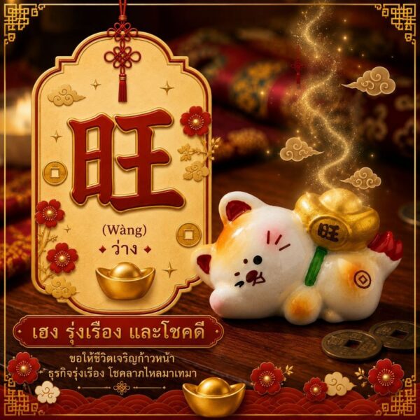 ฟิกเกอร์ หมาโชคดีรุ่งเรือง ก้อนทองจีน ร่ำรวย นักษัตร ปีจอ ตกแต่งโต๊ะ  Art toy ของเล่น Mooniverse
