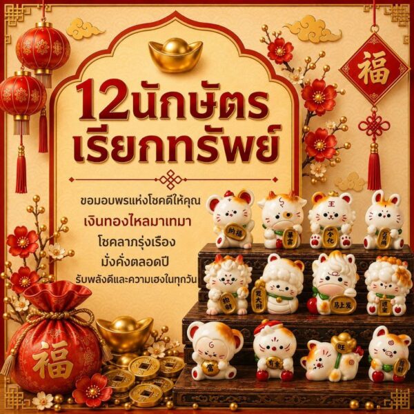 ( Collection ) ฟิกเกอร์ 12 นักษัตร รับโชค เรียกทรัพย์ โมเดล ของสะสม ของเล่น Art Toy Mooniverse