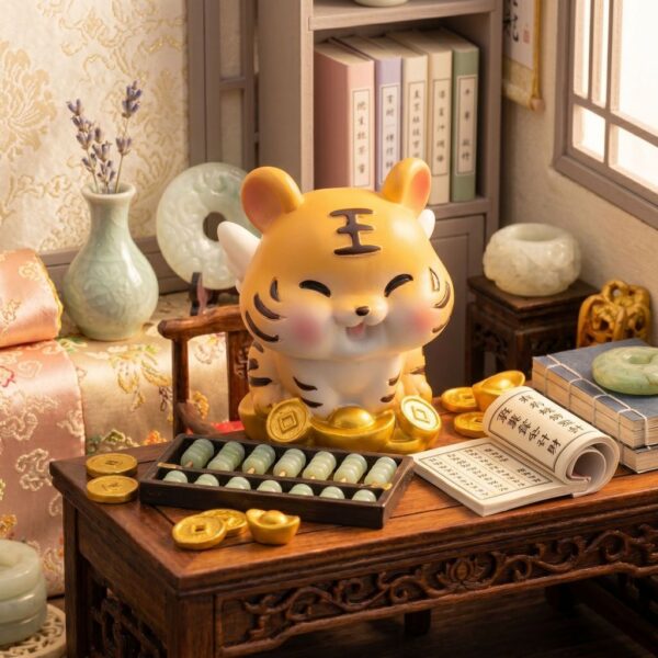 ฟิกเกอร์ เสือน้อยปีขาล เสือทองมงคล โมเดล นักษัตร เสริมโชคลาภ เสริมอำนาจ บารมี Art Toy ของเล่น