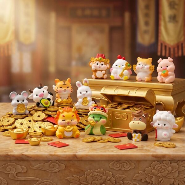 [ ยกกล่อง/Box Set ] ฟิกเกอร์หนูน้อยนำโชค ครบเซ็ต 12 ตัว ของสะสม มงคลเสริมโชค  Art Toy ของเล่น