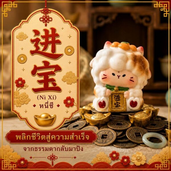 ฟิกเกอร์ เเพะรับทรัพย์ ถือเหรียญมงคล ร่ำรวย นักษัตร ปีมะเเม ตกแต่งโต๊ะ  Art toy ของเล่น Mooniverse