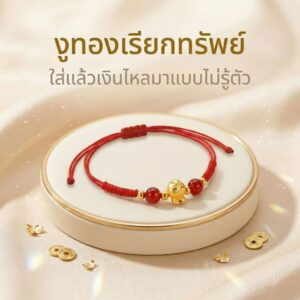 สร้อยข้อมือเชือกแดง ด้ายแดงมงคล + จี้งูทองเสริมมงคล เสริมโชคลาภ การเงิน และความสำเร็จ ปรับขนาดได้ สายมู