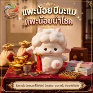 ฟิกเกอร์ แพะน้อยปีมะแม ถือป้ายมงคล โมเดล นักษัตร เสริมโชคลาภ ความสุข Art Toy ของเล่น
