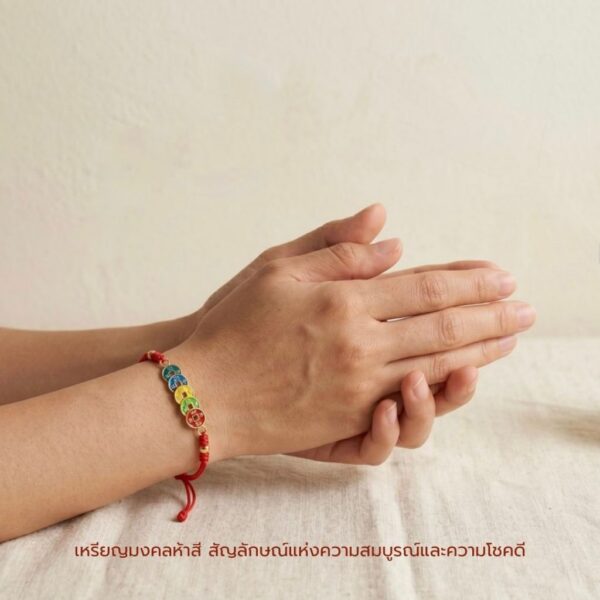 th-11134207-81ztk-mnfbeim2pczm34.jpg สร้อยข้อมือเชือกแดง ด้ายแดงมงคล + เหรียญจีน 5 ธาตุ 5 สี เสริมโชคลาภ การเงิน ฮวงจุ้ย ปรับขนาดได้ สายมู