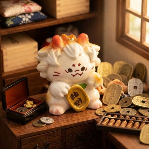 ฟิกเกอร์ มังกรดูดทรัพย์ ถือเหรียญมงคล ร่ำรวย นักษัตร ปีมะโรง ตกแต่งโต๊ะ Art toy ของเล่น Mooniverse