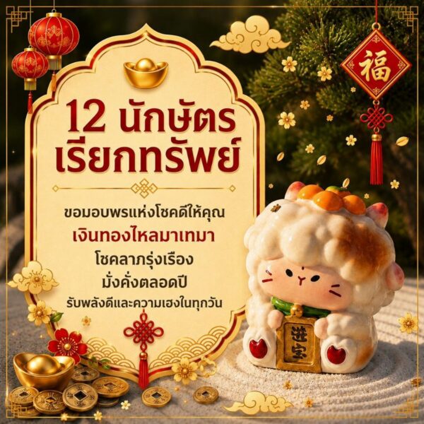 ฟิกเกอร์ เเพะรับทรัพย์ ถือเหรียญมงคล ร่ำรวย นักษัตร ปีมะเเม ตกแต่งโต๊ะ  Art toy ของเล่น Mooniverse