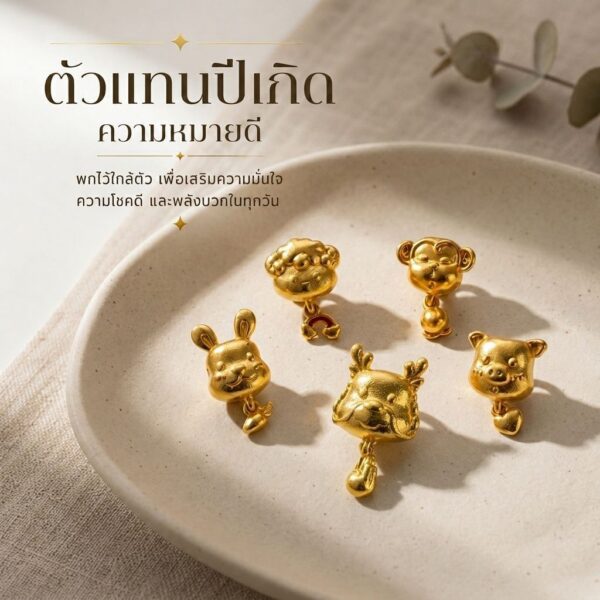 จี้ 12 นักษัตร ชาร์มสีทอง เสริมดวงประจำปีเกิด เครื่องประดับ จี้สร้อยคอ จี้กำไล ของขวัญ Mooniverse
