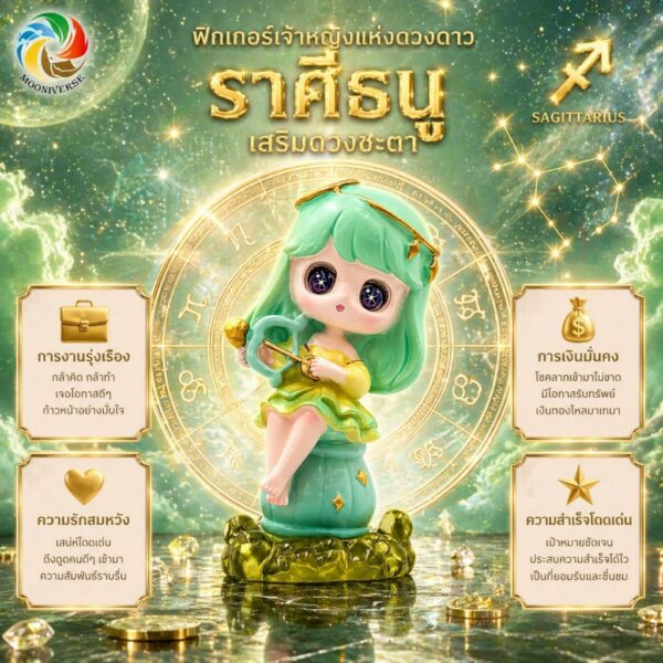Art Toy โมเดลฟิกเกอร์ เจ้าหญิงแห่งดวงดาว ราศีธนู เสริมดวงชะตา การเงินการงานโชคลาภ ฐานคริสตัล ของขวัญ