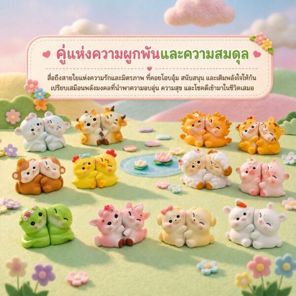 (กล่องจุ่ม) 12 นักษัตร คู่หูมงคล ฟิกเกอร์ นักษัตรน่ารัก ของเล่น ของสะสม ของขวัญมงคล โมเดล Art Toy