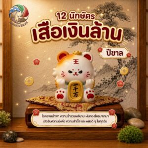 ฟิกเกอร์ เสือเงินล้าน ถือเหรียญมงคล นักษัตร ปีขาล ตกแต่งโต๊ะ เสริมโชคลาภ  Art toy ของเล่น Mooniverse