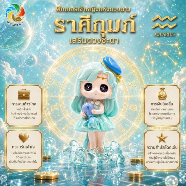 Art Toy โมเดลฟิกเกอร์ เจ้าหญิงแห่งดวงดาว ราศีกุมภ์ เสริมดวงชะตา การเงินการงานโชคลาภ คริสตัล ของขวัญ