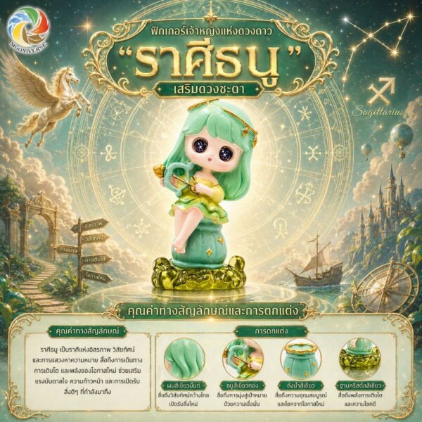 Art Toy โมเดลฟิกเกอร์ เจ้าหญิงแห่งดวงดาว ราศีธนู เสริมดวงชะตา การเงินการงานโชคลาภ ฐานคริสตัล ของขวัญ