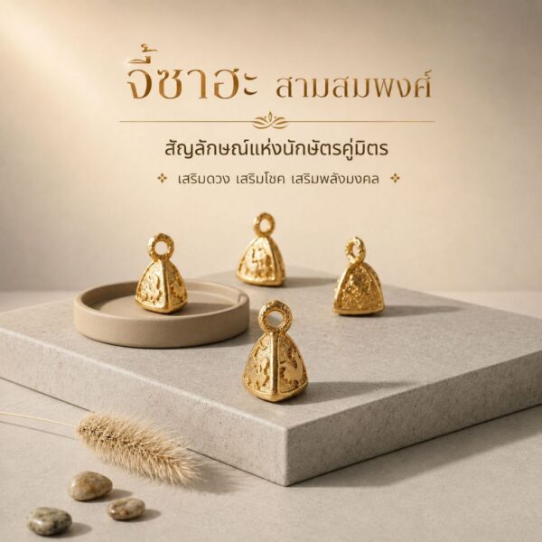 จี้ซาฮะ สามสมพงศ์ จี้นักษัตรจีน 1 ชิ้น 3 ด้าน เครื่องรางจีน เสริมดวงปีเกิด mooniverse