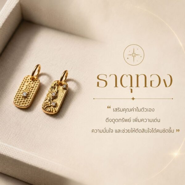 จี้ชาร์มทอง ธาตุทั้ง 5 พลอยประจำธาตุ ทอง ดิน น้ำ ไม้ ไฟ เสริมดวง ฮวงจุ้ย Mooniverse