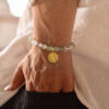 2 กำไลหินมงคล พรีไนต์ (Prehnite) เสริมสมดุล ฟื้นฟูจิตใจ จี้นักษัตรชุบทอง เงินแท้ S925 รุ่น Glow