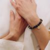 2 กำไลหินมงคล แบล็กอาเกต Black Agate ปกป้องคุ้มครอง เสริมความมั่นใจ จี้นักษัตรชุบทอง เงินแท้ S925 Glow