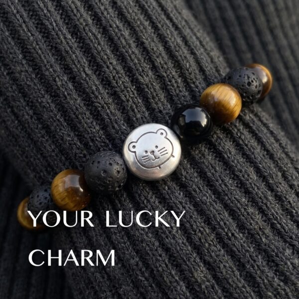 2 กำไลหินมงคล แบล็กอาเกต Black Agate ปกป้องคุ้มครอง เสริมความมั่นใจ ชาร์มนักษัตร เงินแท้ S999 Starlit
