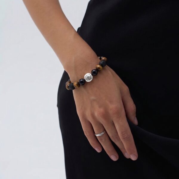 3 กำไลหินมงคล แบล็กอาเกต Black Agate ปกป้องคุ้มครอง เสริมความมั่นใจ ชาร์มนักษัตร เงินแท้ S999 Starlit