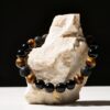 กำไลหินมงคล แบล็กอาเกต Black Agate ปกป้องคุ้มครอง เสริมความมั่นใจ จี้ซาฮะเงินแท้ S925 รุ่น Trinity