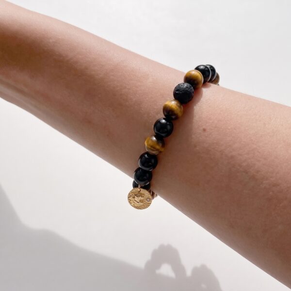 4 กำไลหินมงคล แบล็กอาเกต Black Agate ปกป้องคุ้มครอง เสริมความมั่นใจ จี้นักษัตรชุบทอง เงินแท้ S925 Glow