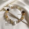 5 กำไลหินมงคล รูไทล์ควอตซ์ (Rutilated Quartz) เสริมการเงิน ชาร์มนักษัตร เงินแท้ S999 รุ่น Fortune