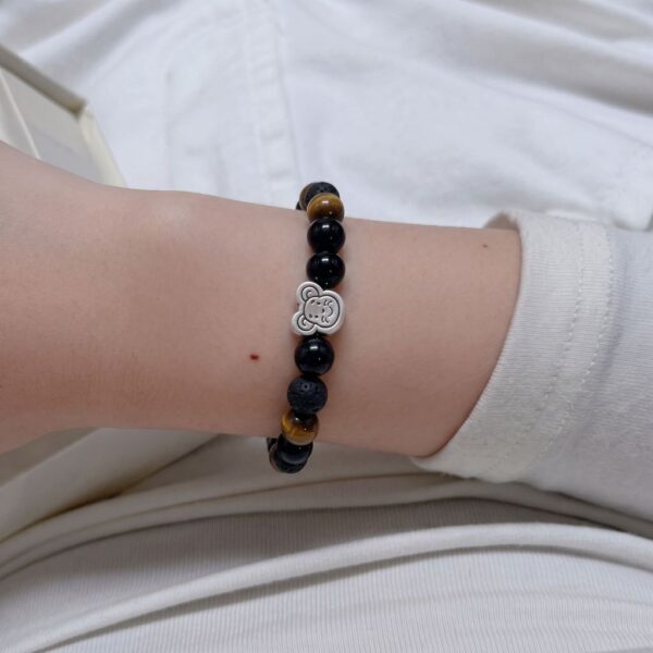 กำไลหินมงคล แบล็กอาเกต Black Agate ปกป้องคุ้มครอง เสริมความมั่นใจ ชาร์มนักษัตร เงินแท้ S999 Destiny