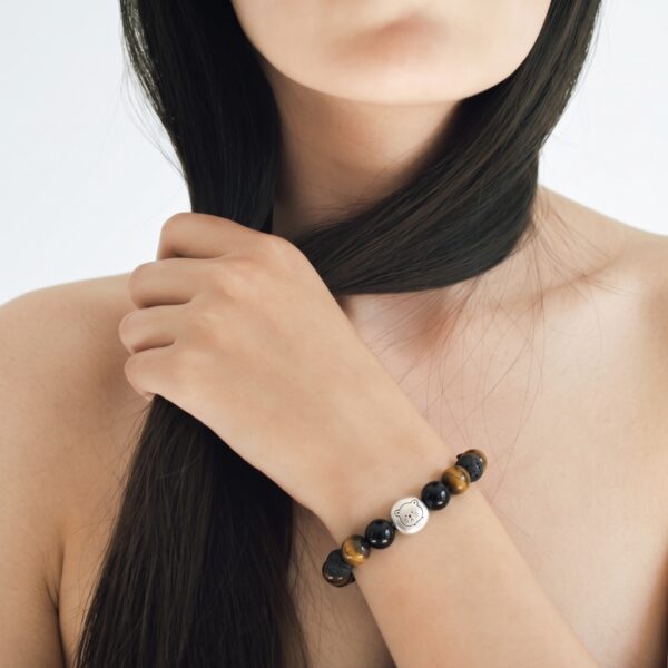 5 กำไลหินมงคล แบล็กอาเกต Black Agate ปกป้องคุ้มครอง เสริมความมั่นใจ ชาร์มนักษัตร เงินแท้ S999 Starlit