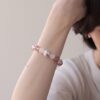 กำไลหินแท้ โรสควอตซ์ เสริมความรัก ชาร์มนักษัตรทรงกลม เงินแท้ S999 | Starlit