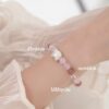 กำไลหินแท้ โรสควอตซ์ เสริมความรัก ชาร์มนักษัตร เงินแท้ S999 | Fortune