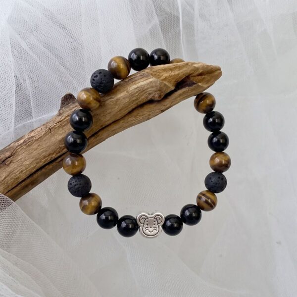 กำไลหินมงคล แบล็กอาเกต Black Agate ปกป้องคุ้มครอง เสริมความมั่นใจ ชาร์มนักษัตร เงินแท้ S999 Destiny