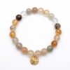 กำไลหินมงคล รูไทล์ควอตซ์ (Rutilated Quartz) เสริมการเงิน จี้นักษัตรชุบทอง เงินแท้ S925 รุ่น Glow