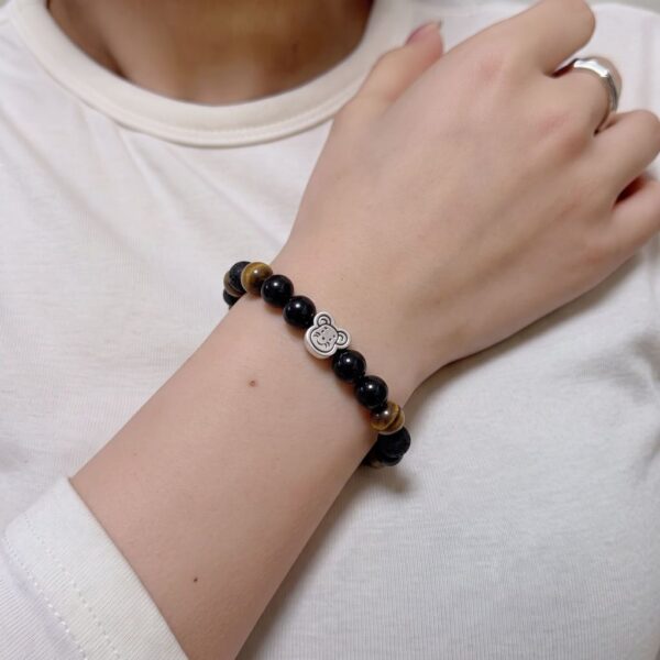 กำไลหินมงคล แบล็กอาเกต Black Agate ปกป้องคุ้มครอง เสริมความมั่นใจ ชาร์มนักษัตร เงินแท้ S999 Destiny