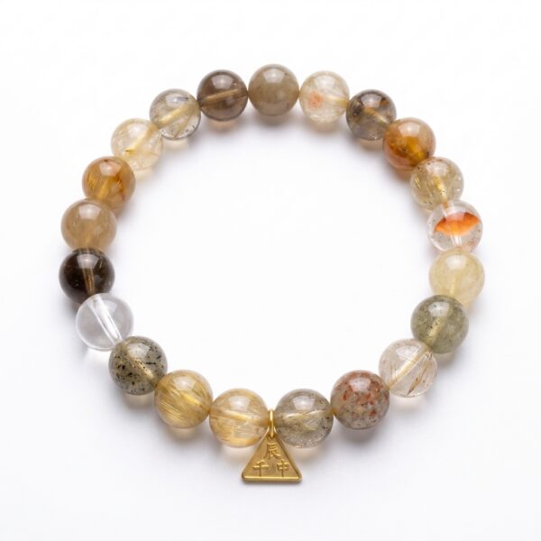 กำไลหินมงคล รูไทล์ควอตซ์ (Rutilated Quartz) เสริมการเงิน เปิดรับโอกาส จี้ซาฮะเงินแท้S925 รุ่นTrinity