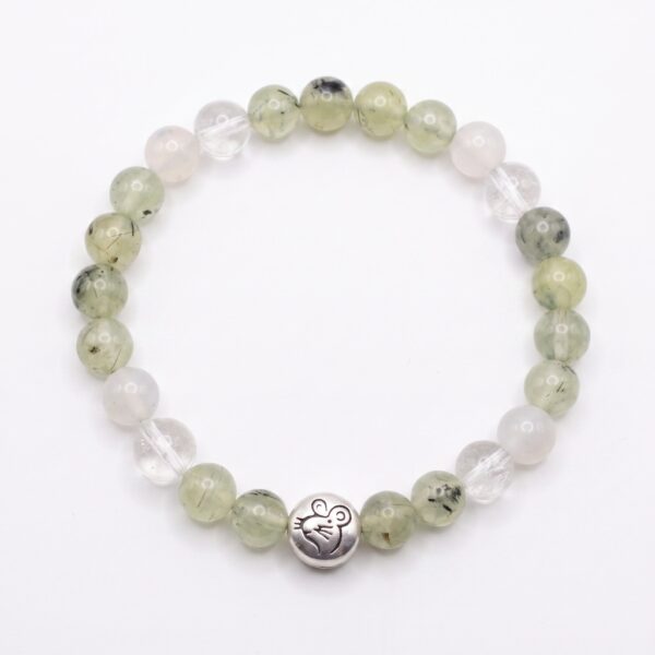 กำไลหินมงคล พรีไนต์ (Prehnite) เสริมสมดุล ฟื้นฟูจิตใจ ชาร์มนักษัตรทรงกลม เงินแท้ S999 รุ่น Starlit