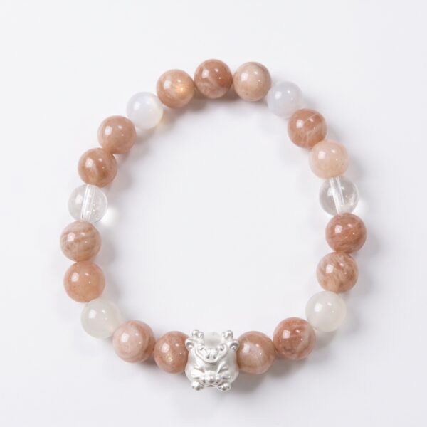 8 กำไลหินมงคล ซันสโตน (Sunstone) เสริมความมั่นใจ พลังบวก ชาร์มนักษัตร เงินแท้ S999 รุ่น Fortune