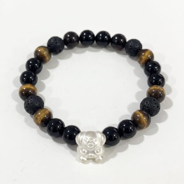 8 กำไลหินมงคล แบล็กอาเกต Black Agate ปกป้องคุ้มครอง เสริมความมั่นใจ ชาร์มนักษัตร เงินแท้ S999 Fortune
