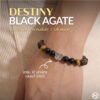 กำไลหินมงคล แบล็กอาเกต Black Agate ปกป้องคุ้มครอง เสริมความมั่นใจ ชาร์มนักษัตร เงินแท้ S999 Destiny